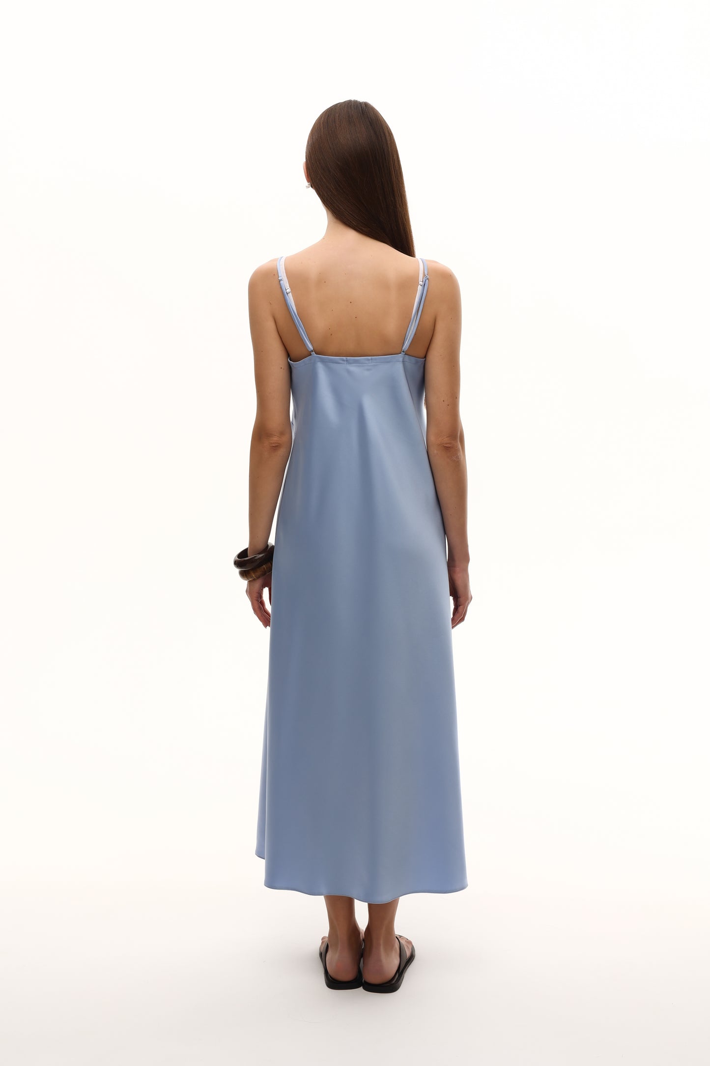 Атласна сукня Ice blue з мереживним ліфом