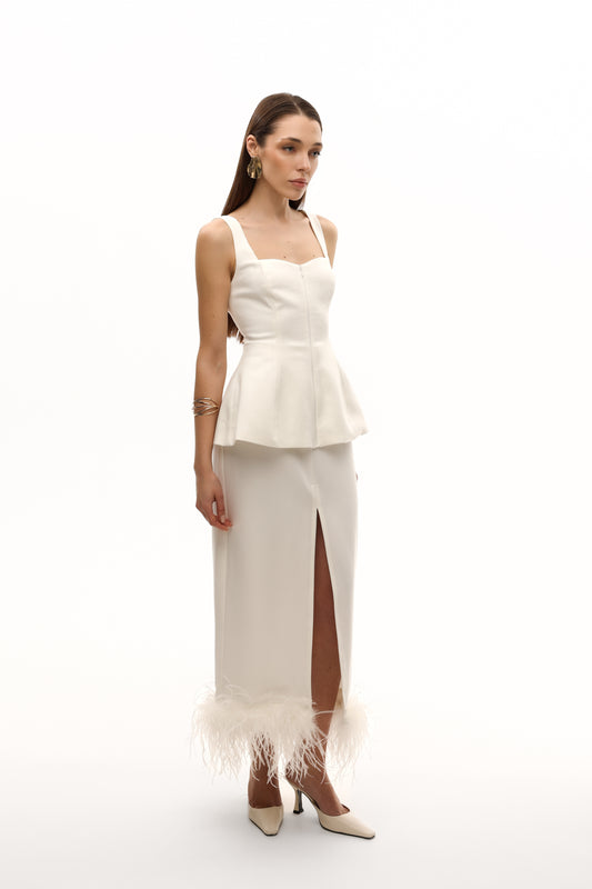 Спідниця прямого крою з пірʼям